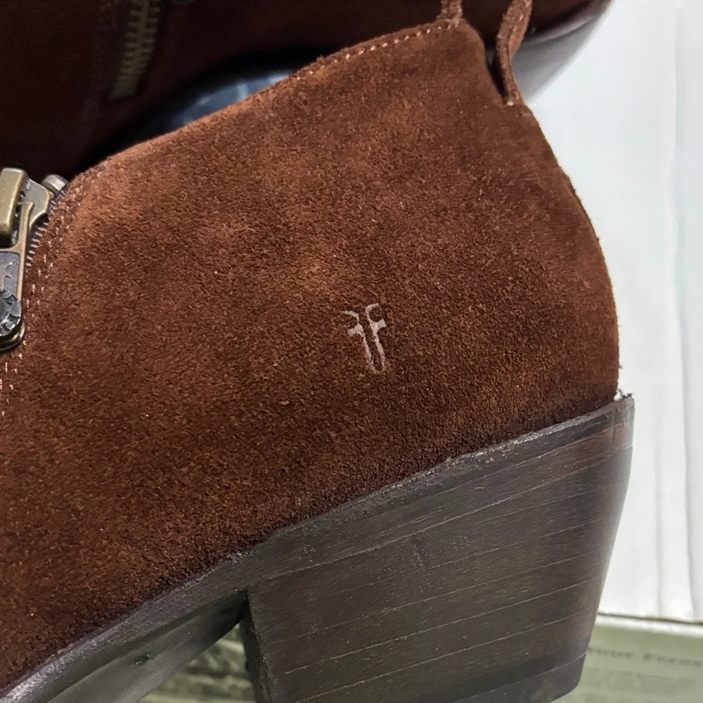 Womens 8 Frye Sacha Moto Shootie Suede Ankle Booties Boots